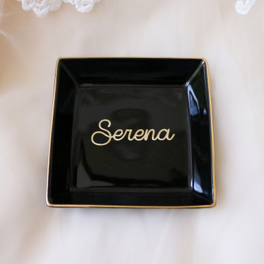 Personalized Black Ring Dish
